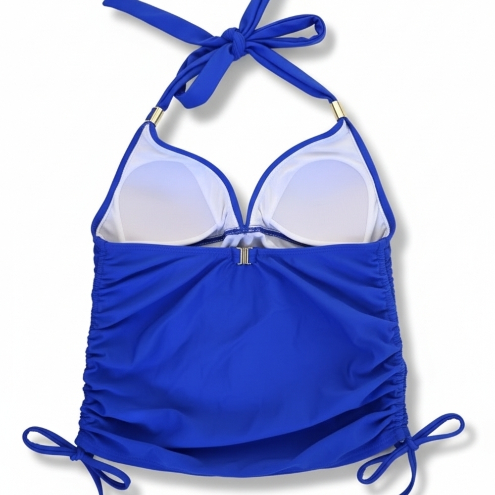 Royal Blue Halter Bikini Set Size L ✨ Gold Detail – Like New - Picture 5 of 5
